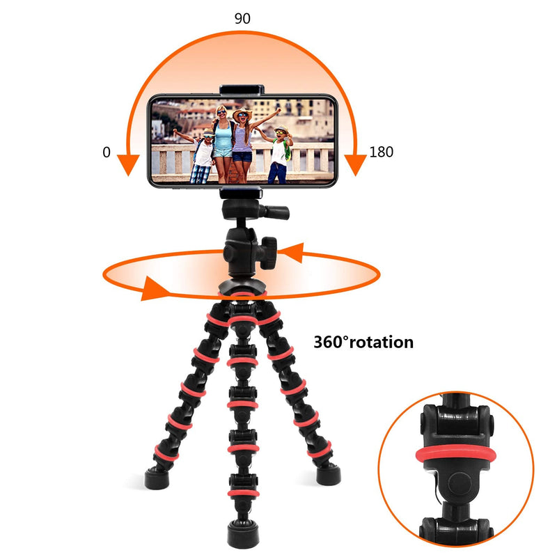  [AUSTRALIA] - Phone Tripod, Linkcool Octopus Tripod with Wireless Remote Phone Holder Mount Use as iPhone Tripod, Cell Phone Tripod, Camera Tripod, Travel Tripod,Tabletop Tripod for iPhone Gopro Red