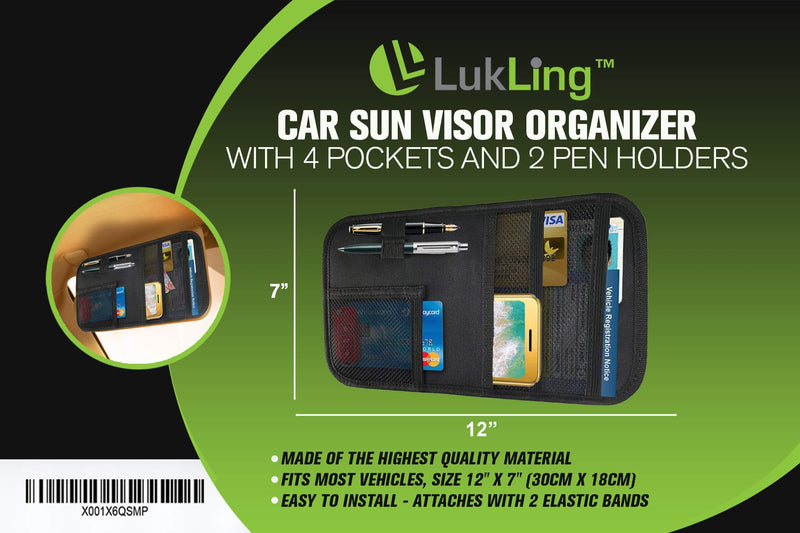  [AUSTRALIA] - Lukling CAR Sun Visor Organizer with 4 Pockets and 2 Pen Holders