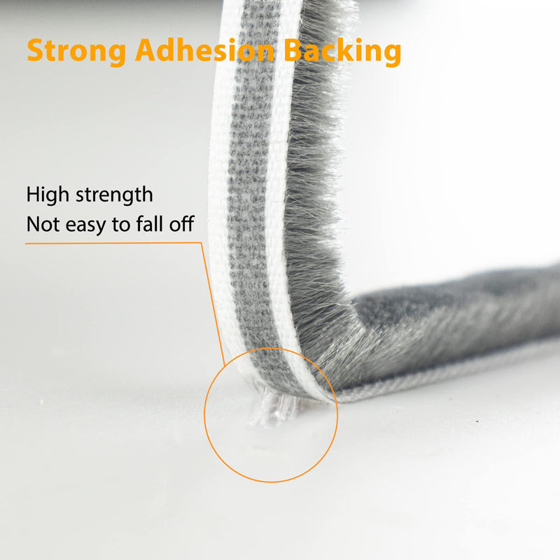  [AUSTRALIA] - 33FT Brush Weather Stripping, Neat Pile Self Adhesive Seal Strip for Windows and Door, Brush Weatherstrip for Soundproofing, Windproof, Dustproof, Stronger Stickiness, 0.35'' Wide x 0.2'' Thick, Grey 33FT, 0.35'' Wide X 0.2'' Thick Gray