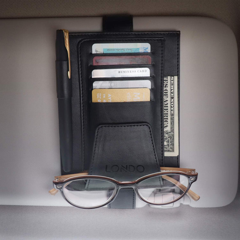  [AUSTRALIA] - Londo Leather Car Visor Organizer (Black) Black