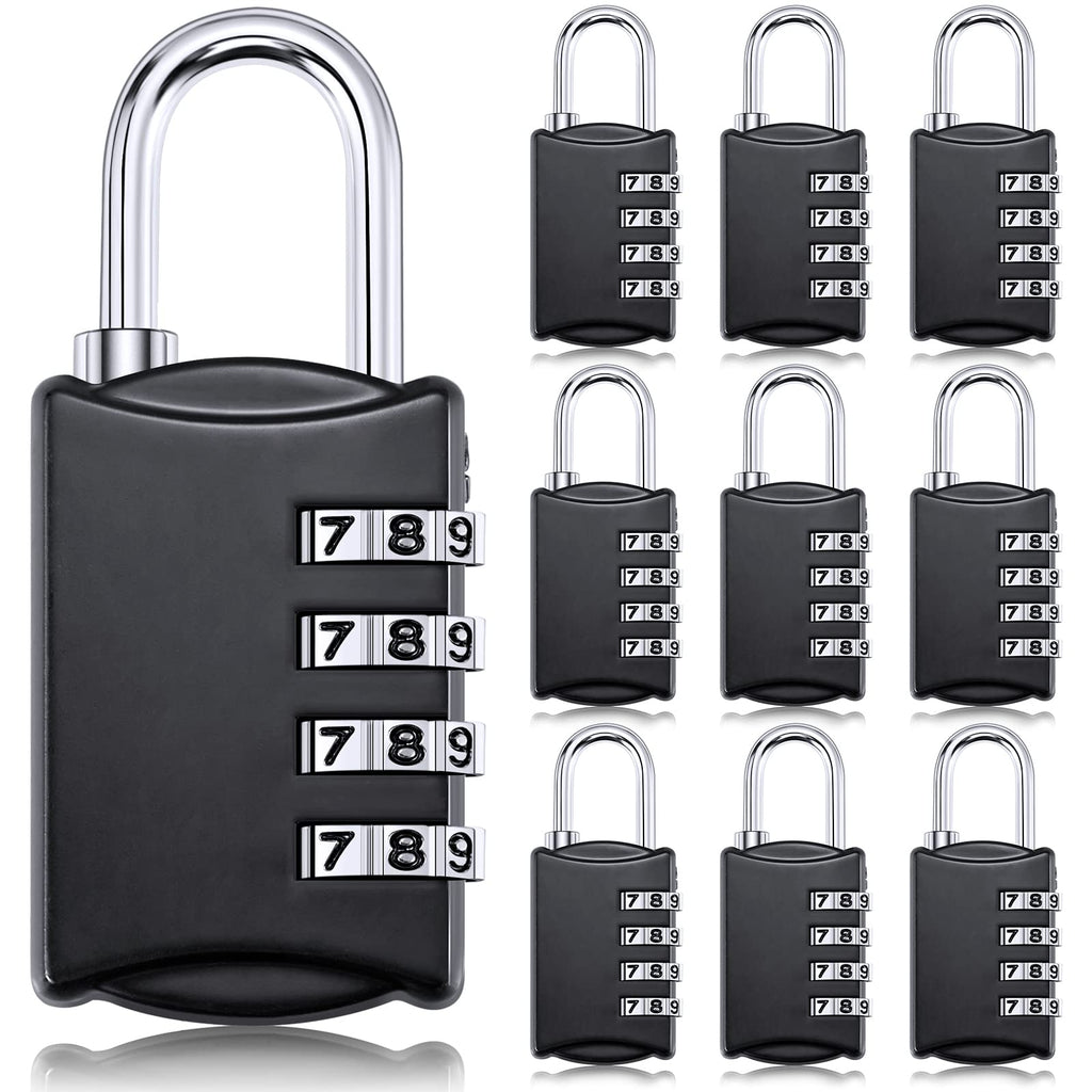  [AUSTRALIA] - 10 Pack 4 Digit Combination Lock Small Combo Locks Luggage Number Locks Outdoor Waterproof Padlock for Traveling Toolbox School Gym Door Locker Suitcases Employee Hasp Storage