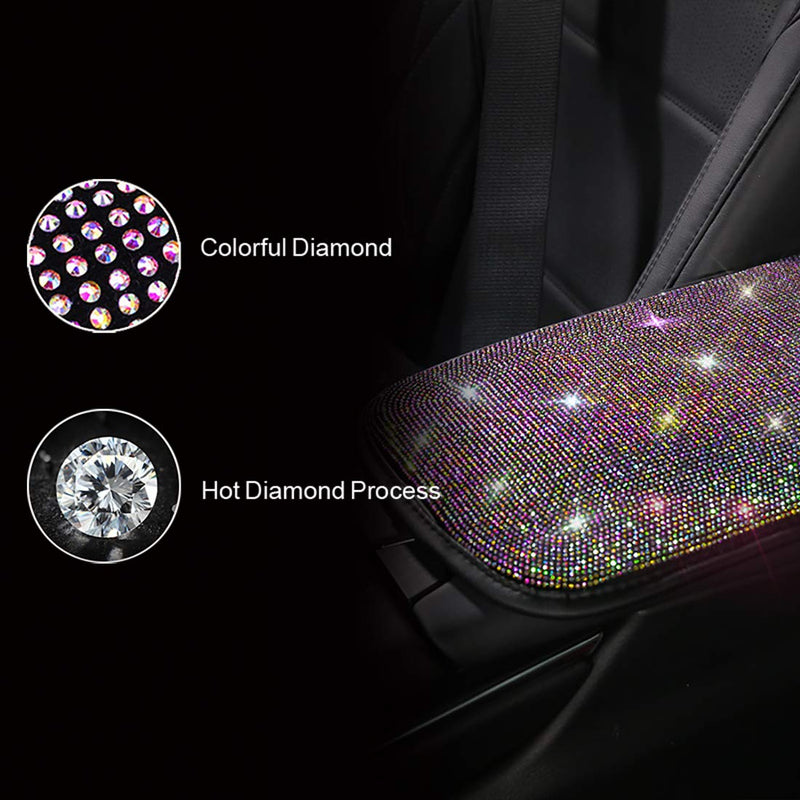  [AUSTRALIA] - Universal Bling Bling Car Center Console Cover, Luster Crystal Arm Rest Padding Protective Case Diamond Car Decor Accessories for Women(FSD)