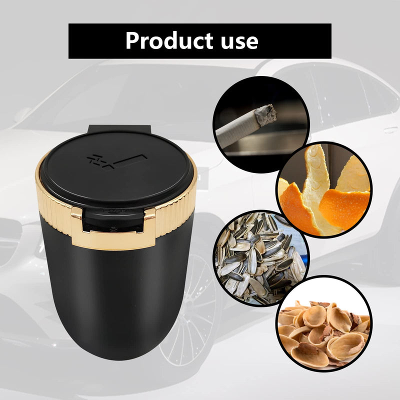  [AUSTRALIA] - 1Pcs Car Ashtray with Lid Portable Ash Tray, Easy Clean Up Detachable Stainless Car Ashtray with Blue Light Windproof for Outdoor Travel (Gold) gold