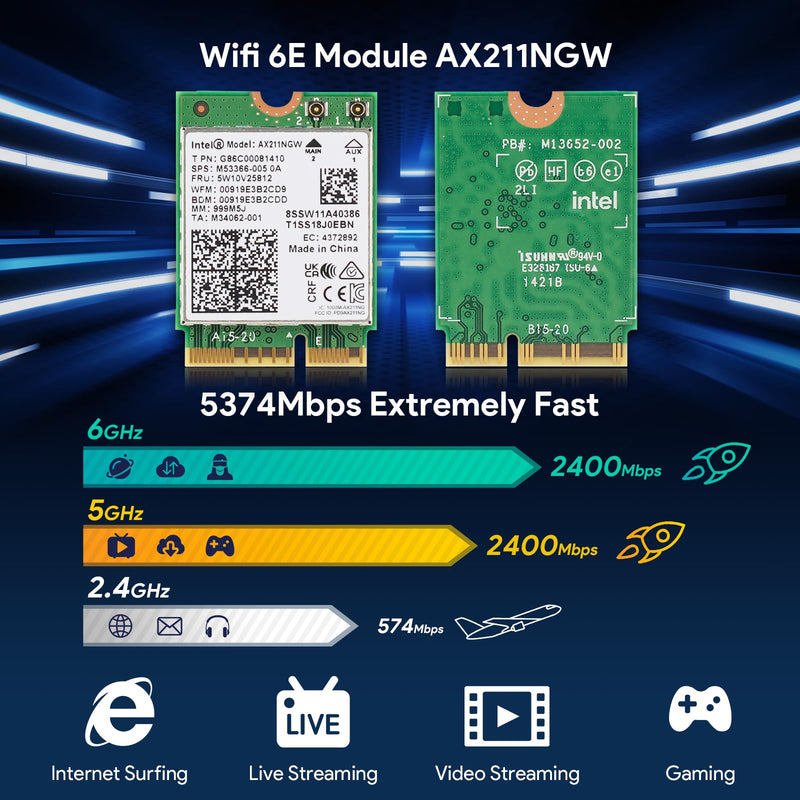  [AUSTRALIA] - Intel AX211NGW Wi-Fi 6 Wireless Card M.2: CNVio2, Bluetooth 5.3, Tri Band 2.4/5/6 GHz Network Adapter for Laptop Support Windows 10/11 (64bit) Linux Chrome OS Only Available with Gen Intel 12+ CPU EP-AX211