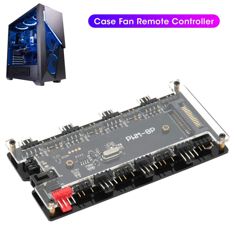  [AUSTRALIA] - Case Fan Hub, 3-Pin PWM+ 4-Pin ARGB 2 in 1 Fan Hub with Remote Controller for Computer Cooling Fan for SATA Hub Power Supply for PC LED Light Cooler