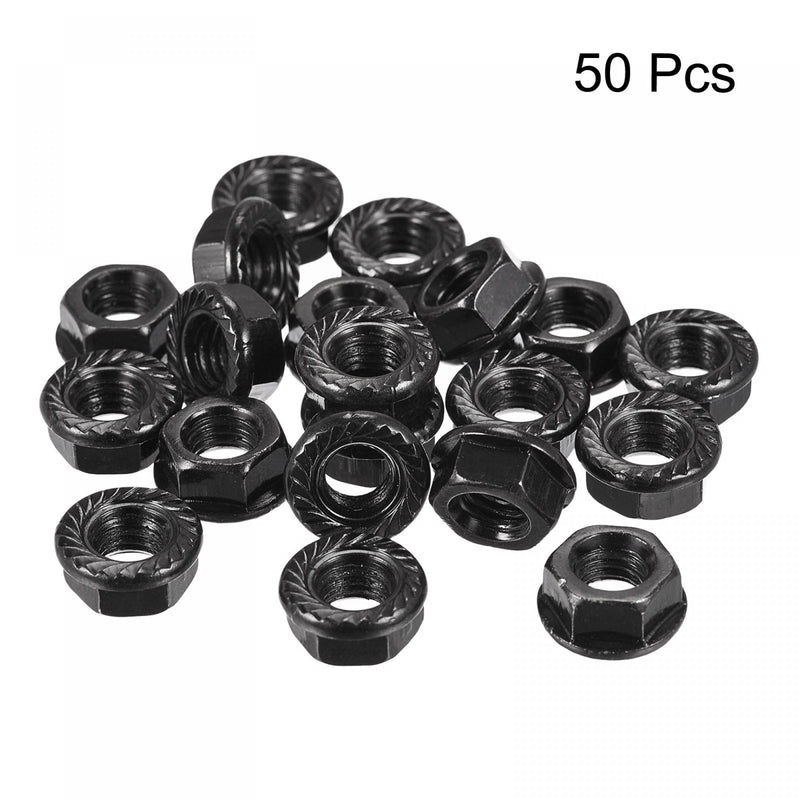  [AUSTRALIA] - uxcell M8 Serrated Flange Hex Lock Nuts, Carbon Steel Black Oxide Finished 50pcs