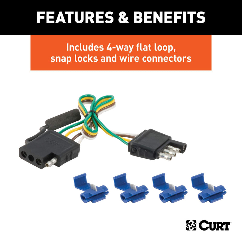  [AUSTRALIA] - CURT 55179 Non-Powered 3-to-2-Wire Splice-in Trailer Tail Light Converter Kit, 4-Pin Wiring Harness