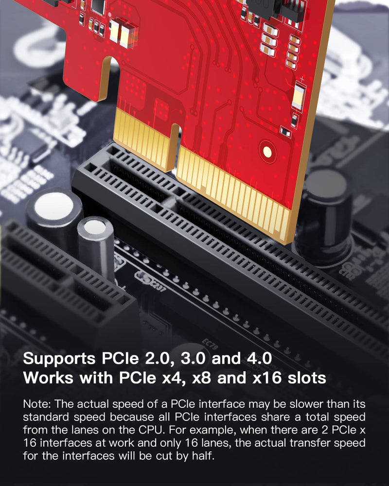  [AUSTRALIA] - Inateck PCIe to USB 3.2 Gen 2 Extension Card with 20 Gbps Bandwidth, 6 USB Type-A and 2 USB Type-C Ports, RedComets U22