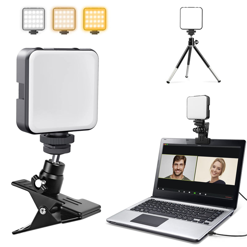  [AUSTRALIA] - Hagibis Video Conference Lighting Kit with Clamp and Tripod,Webcam Lighting Clip on Computer Laptop Monitor,Built-in 2000mAh Rechargable Battery for Video Conferencing/Zoom Lighting/Remote Working 3 Colors