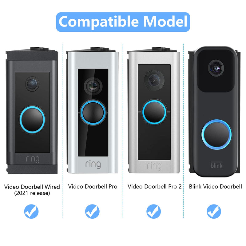  [AUSTRALIA] - RIOVO Adjustable 30 to 55 Degree Doorbell Angle Mount Compatible with Video Doorbell Wired/Pro/Pro 2, Replacement Angle Adjustment Adapter Mounting Bracket Wedge Kit Black