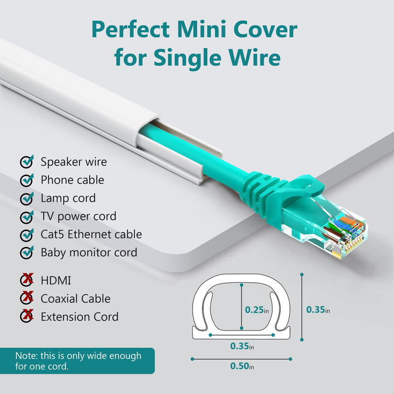  [AUSTRALIA] - One Cord Cover Wall - 153in Mini Wire Hider, Wire Cover for Hiding Speaker Wire, Baby Monitor Cord - Paintable Wire Channel for Cable Concealer, 9X L17in W0.5in H0.35in, CMR05 White Small
