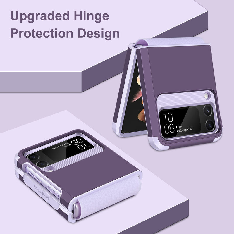  [AUSTRALIA] - SAMONPOW for Samsung Galaxy Z Flip 3 Case, Z Flip 3 Case with Upgraded Hinge Protection Dual Layer Hard PC Soft TPU Bumper Full Body Shockproof Flip 3 Phone Case for Galaxy Z Flip 3 5G (Purple) Purple