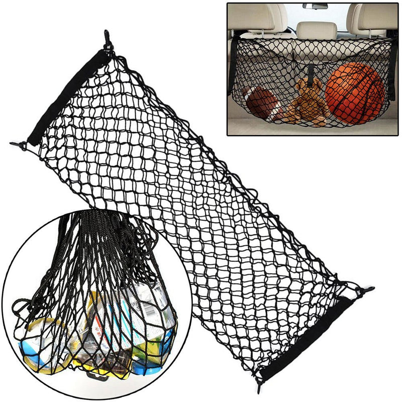  [AUSTRALIA] - iJDMTOY 40 x 20 Inches Large Size Universal Double-Layer Nylon Trunk Cargo Storage Organizer Net w/ 4 Mounting Hooks Compatible With Car SUV 40x20 Inch Net