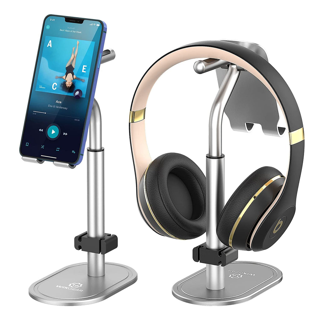  [AUSTRALIA] - WixGear Headphone and Cell Phone Stand, Premium Metal Headphone Stand with Tablet Stand, Phone Stand for iPhones, Android Smartphones & Mini Tablets – Sturdy Metal Phone Stand