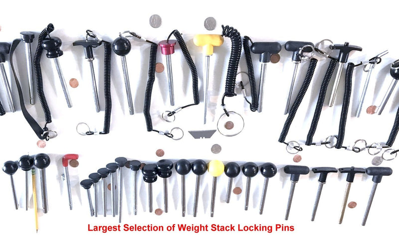  [AUSTRALIA] - Pin, Tensile - 3/8" Diameter | 3-3/4" Locking Space || Round Black Plastic T Knob | Universal Weight Stack Replacement SELECTOR KEY -| DETENT Hitch PINS || Chrome Plated Steel Shaft | by SBD