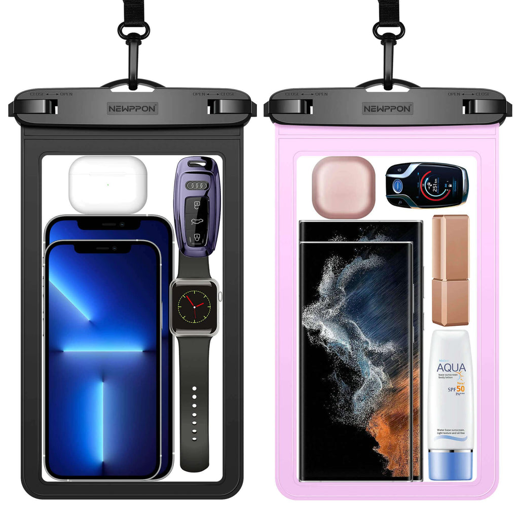  [AUSTRALIA] - newppon 10.5" XL Large Waterproof Phone Pouch : 2 Pack Underwater Clear Cellphone Holder - Universal Water-Resistant Dry Bag Case with Neck Lanyard for iPhone Samsung Galaxy for Beach Swimming Pool