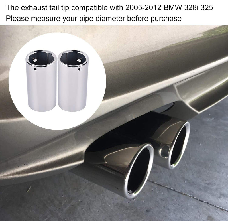 ESPEEDER SYKRSS Pair Muffler Exhaust Tail Pipes Tips Compatible with BMW 325i 328i Silver - LeoForward Australia