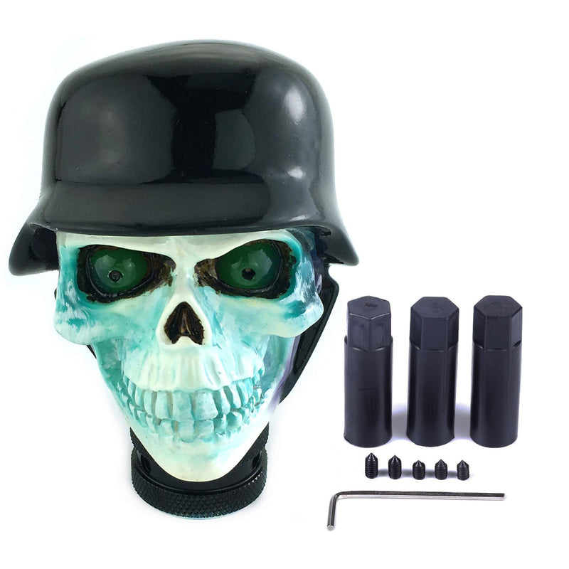  [AUSTRALIA] - Arenbel Shifting Lever Knob Skull Manual Shift Knobs Gear Shifter Handle with Soldier Hat fit Universal Automatic Cars, Black