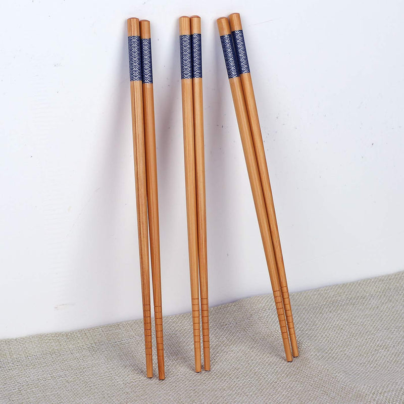  [AUSTRALIA] - Antner 5 Pairs Bamboo Chopsticks Reusable Japanese Style Chopstick Gift Sets, Classic Natural Bamboo Chop Sticks Dishwasher Safe, 8.8 Inch/22.5cm Natural Bamboo Style 1