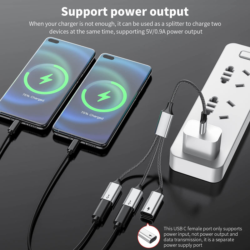  [AUSTRALIA] - USB C to USB C Female Adapter USB Splitter Y Cable,USB C Male to 3 USB-C Female Cord Converter,3 USB C Port Hub Charger Power Split Adapter for Mac,Xbox One Series X/S,PS4,PS5,Laptop 1pack Black