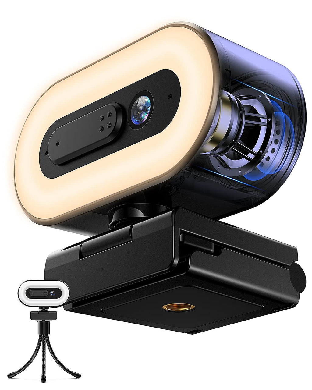  [AUSTRALIA] - CASECUBE 2K 1080p Webcam with Microphone and Speakers, Webcam Cover, Streaming Webcam with Ring Light, 2 Colors and 3-Level Brightness, Plug and Play Computer Camera, Web Camera for Zoom, Skype