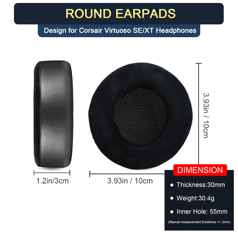  [AUSTRALIA] - Upgrade Replacement Ear Pads for Corsair Virtuoso RGB Wireless SE Gaming Headset, Ear Cushion Compatible with Virtuoso XT, Durable Leather with Velour, Softer Memory Foam, Added Thickness