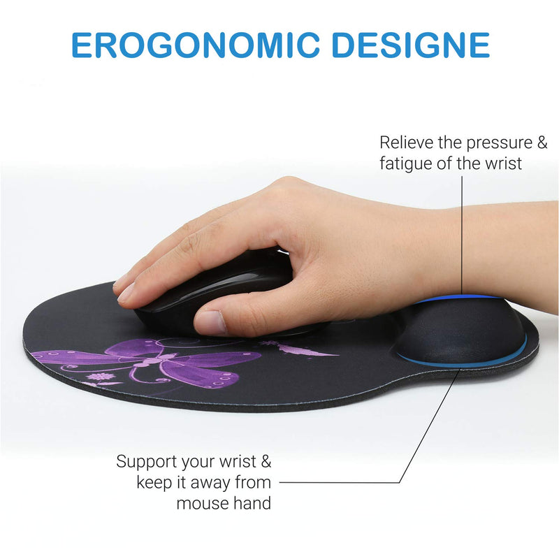 Wrist Rest Support Mouse Pad - Ergonomic Mouse Pad,Memory Foam Mice Mat for Office Work Computer Gaming by RICHEN Nice Butterfly - LeoForward Australia