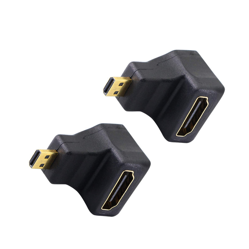  [AUSTRALIA] - Micro HDMI Adapter, Right Angle 270 Degree Micro HDMI to Standard HDMI 1.4 Gold Plated Connector, Support 3D 4K 1080P, YOUCHENG for Cameras, Computers, Projectors（2-Pack）