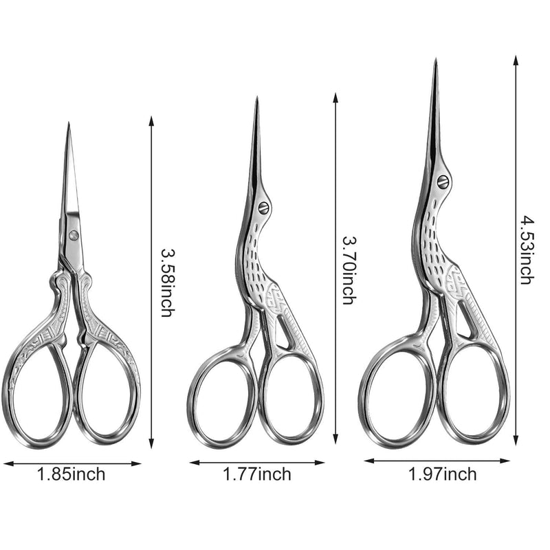  [AUSTRALIA] - 3 Pieces Stork Scissors Stainless Steel Crane Design Sewing Scissors Embroidery Scissors Tailor Scissors Dressmaker Shears for Embroidery, Paper Cutting, Sewing and Daily Activities (Silver)