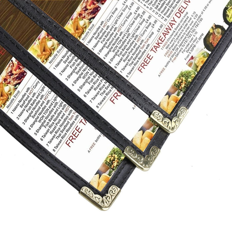  [AUSTRALIA] - Flexzion Menu Cover 8.5x11 inch Black (1 Pack) Triple Fold Book Style Holder with 3 Page 6 View Protective Corner for Restaurant Hotel Deli Cafes Bars Pubs 1 Pack