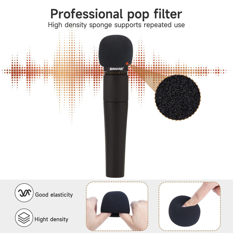  [AUSTRALIA] - SM57 Pop Filter - Mic Windscreen Wind Cover Compatible with Shure SM57-LC Microphone Black Noise Cancellation Windsock Cover 2 Pack by WIBOND