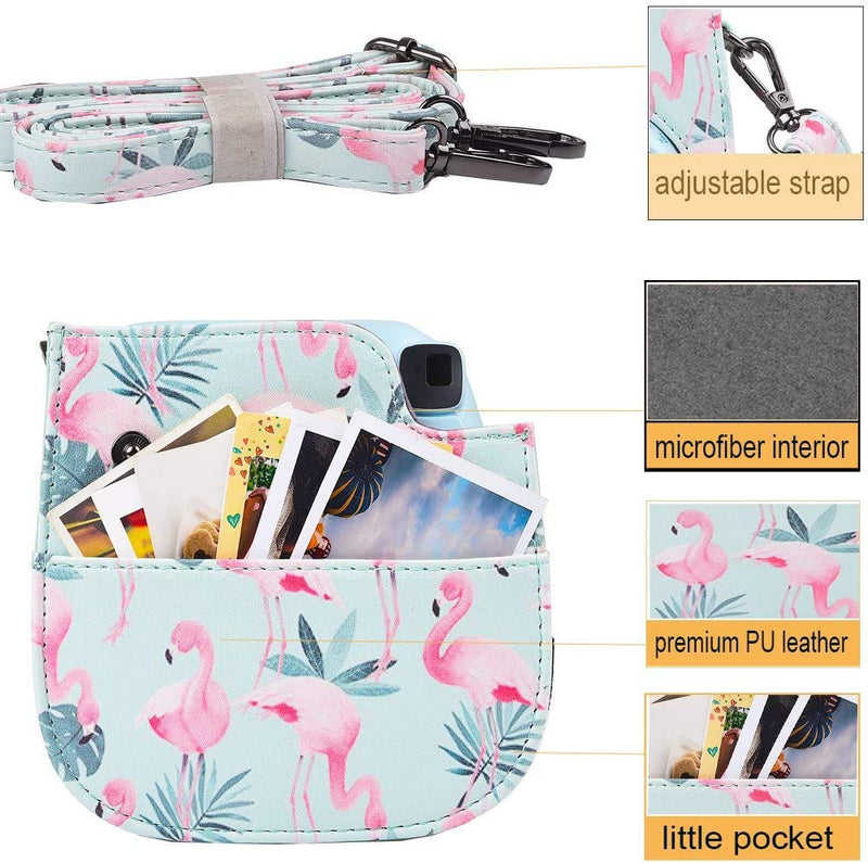  [AUSTRALIA] - Protective & Portable Case Compatible with Polaroid fujifilm Instax Mini 11 / 9 / 8 / 8+ Instant Film Camera with Accessory Pocket and Adjustable Strap - Flamingo by SAIKA Red