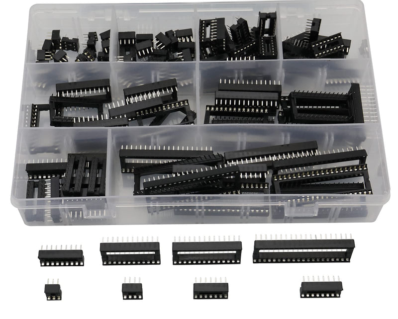  [AUSTRALIA] - Raogoodcx 110pcs Double Row DIP IC Socket 2.54mm Pitch IC Socket Soldering Kit with 6 Pin,8 Pin,14 Pin,16 Pin,18 Pin,24 Pin,28 Pin,40 Pin