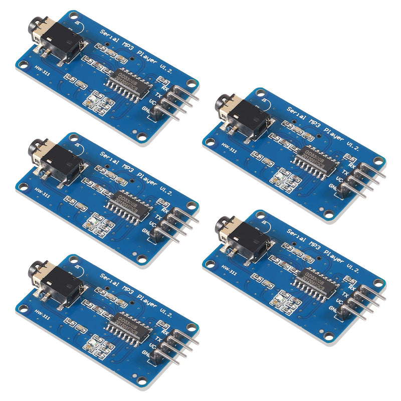  [AUSTRALIA] - DORHEA 5Pcs YX5300 UART Control Serial MP3 Music Player Module Voice Serial Port UART Control Module with TF Card Slot for Ardu ino/AVR/ARM/PIC 2