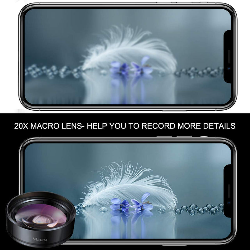  [AUSTRALIA] - KEYWING iPhone Camera Lens 3 in 1 Phone Lens Kit, 198 Fisheye Lens + 120 Super Wide-Angle Lens + 20x Macro Lens for Phone Samsung Android Smartphone