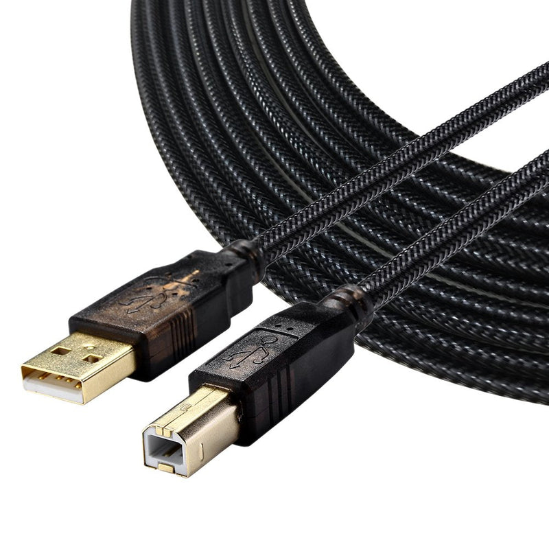  [AUSTRALIA] - Printer Cable,25ft High Speed Gold-Plated Nylon Braided USB Type A Male to B Male for HP, Canon, Lexmark, Epson, Dell, Xerox, Samsung etc