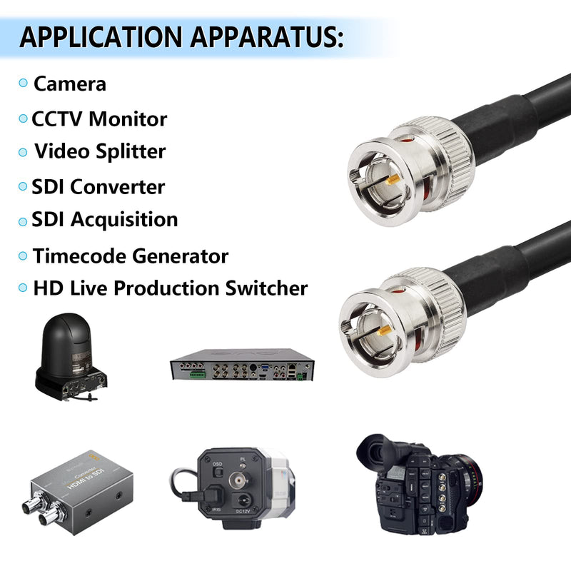  [AUSTRALIA] - Superbat SDI Cable 3ft 3G/6G/12G SDI Cable 75 Ohm BNC Male to BNC Male Cable (Belden 1694A Black) for Cameras BMCC Video Equipment Supports HD-SDI 3G-SDI 6G-SDI SDI Video Cable