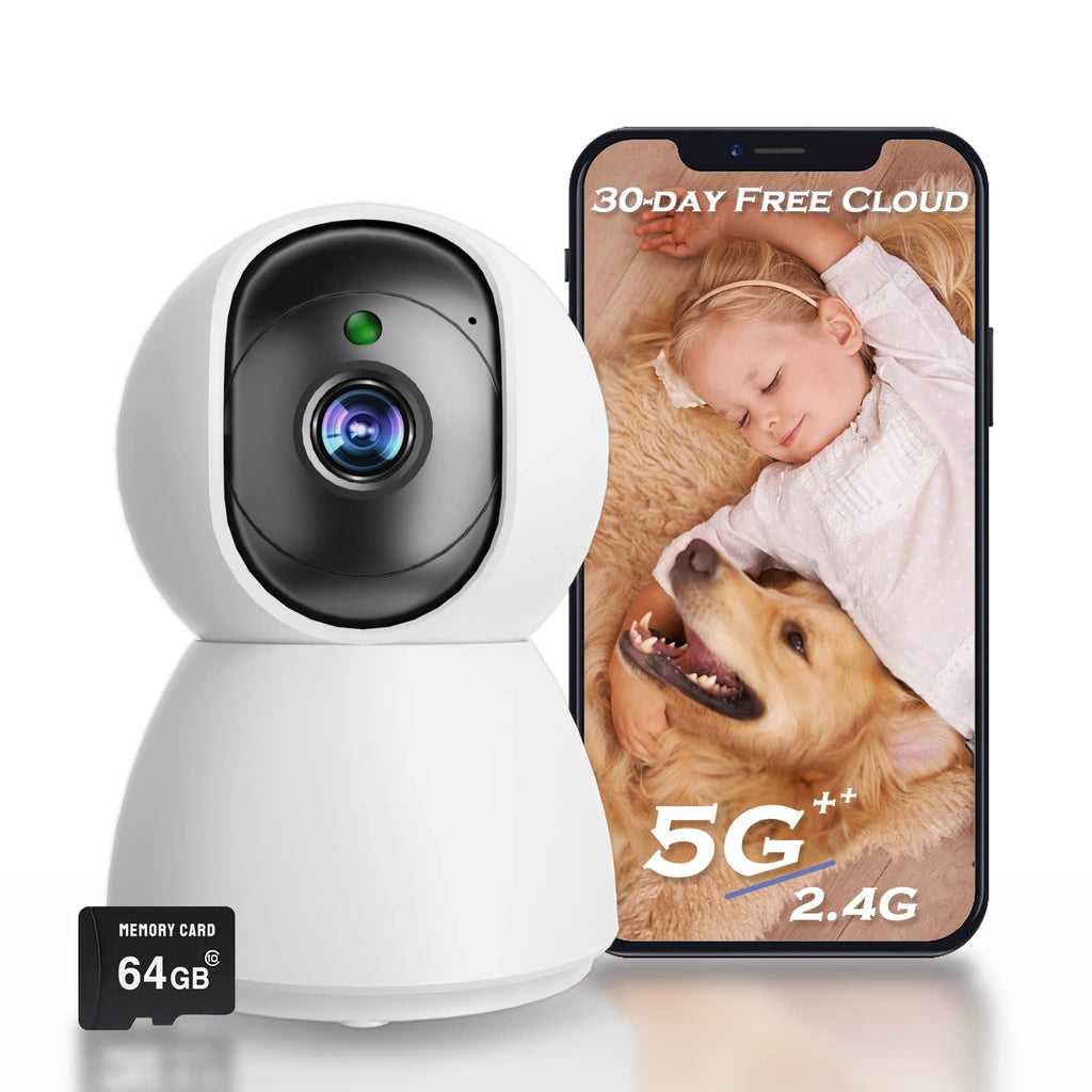  [AUSTRALIA] - 4MP Indoor Camera, 2K Security Camera for Baby Monitor, 360° PTZ Wireless Cameras for Home Security, 5G & 2.4G WiFi Pet Camera with Phone App, Night Vision Motion Detection Siren Works with Alexa 1 Pack 2K（With 64G Card）