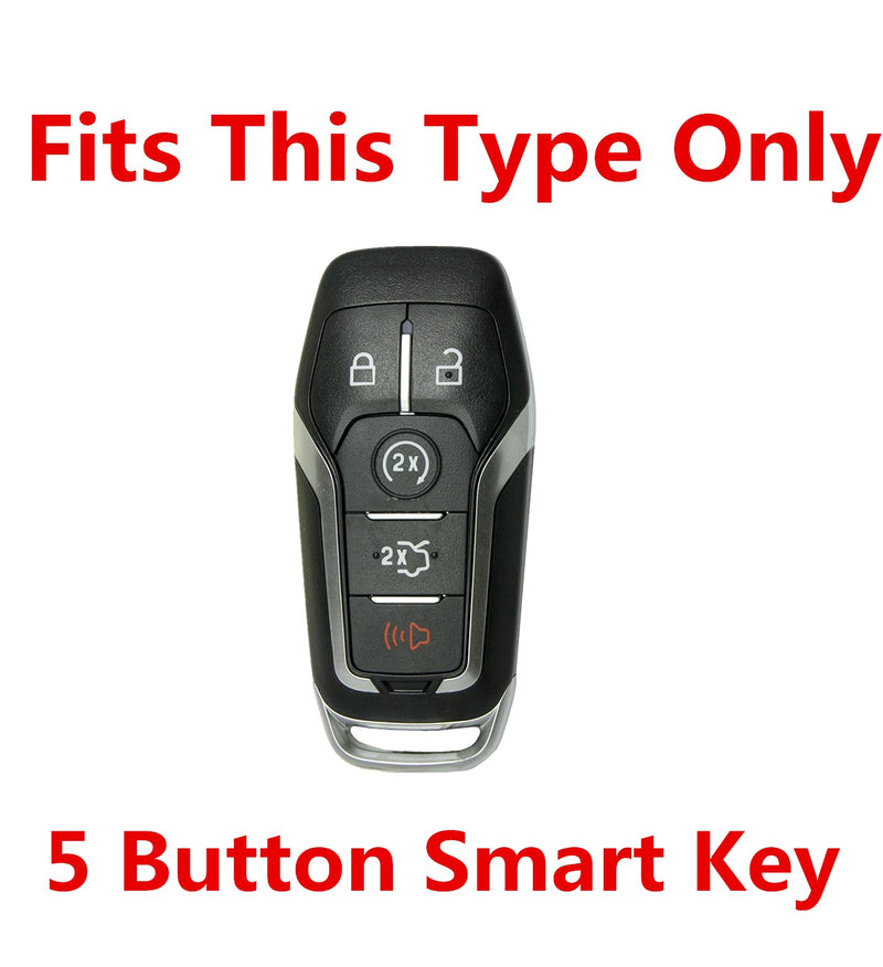 RPKEY Leather Keyless Entry Remote Control Key Fob Cover Case Protector Replacement Fit for Ford 5 Button 2015 2016 Ford Mustang M3N-A2C31243300 - LeoForward Australia