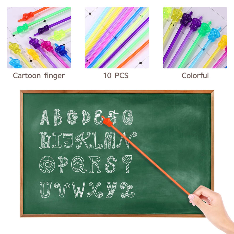 [AUSTRALIA] - 10Pcs Mini Hand Pointers Finger Hand Pointers for Classroom and Presentation Finger Pointers (Mixed Colors)