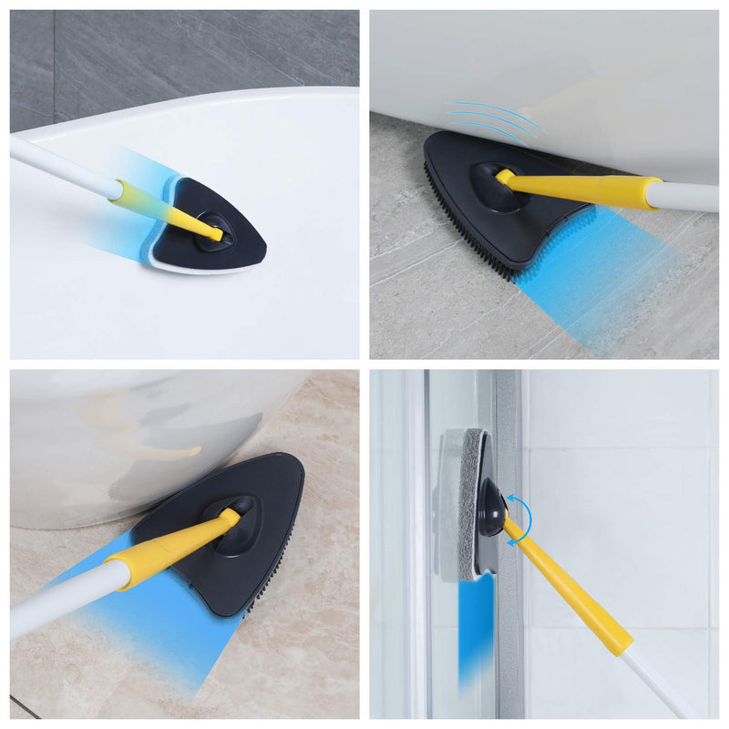 Yocada Tub Tile Scrubber Brush with 2 Scouring Pads 1 TPR Brush Head No Scratch for Cleaning Bathroom Kitchen Toilet Wall Tub Tile Sink - LeoForward Australia