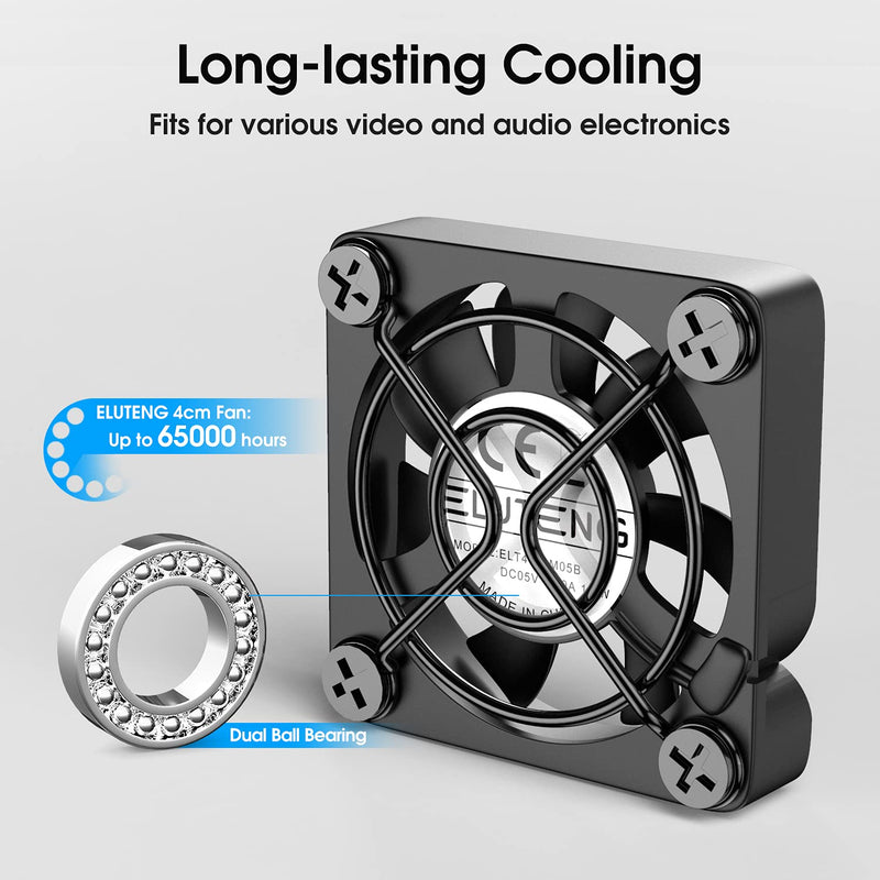  [AUSTRALIA] - ELUTENG 40mm Fan 12V 1A Power Supply PC Radiating with 3 speeds 40mm * 40mm * 10mm Case Fan Max 6500RPM DC Cooling Blower Compatible with Computer / TV Box / AV Cabinet / Router Multi-Way 0.4m