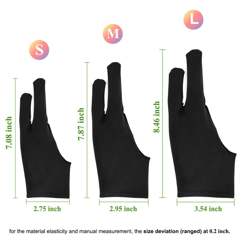  [AUSTRALIA] - OTraki 4 Pack Artist Gloves for Drawing Tablet Free Size Artist's Drawing Glove with Two Fingers for Graphics Pad Painting Good for Right Hand or Left Hand - 2.95 x 7.87 inch M Black