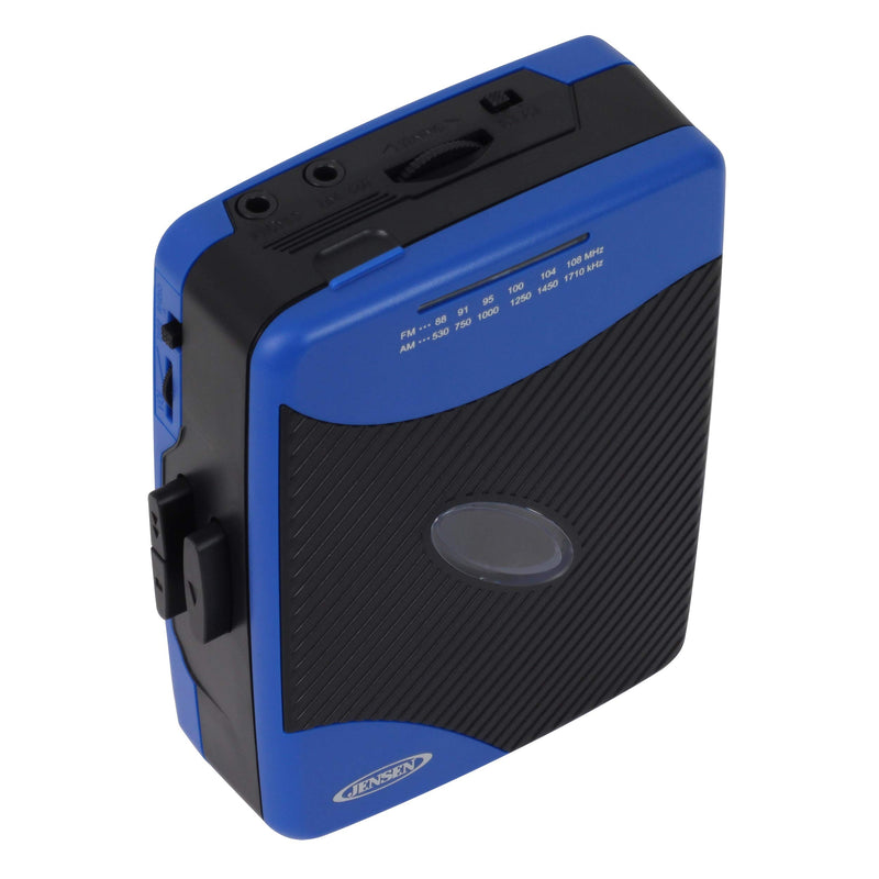  [AUSTRALIA] - Jensen Portable Stereo Cassette Player with AM/FM Radio + Sport Earbuds (Blue) Blue