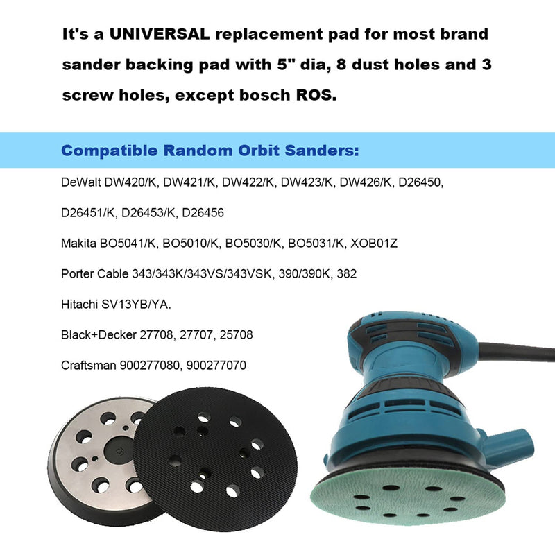  [AUSTRALIA] - EAGLEGGO RSP26 Upgraded Steel Plate 5" Diameter 8 Hole Sander Hook and Loop Orbital Sander Pad Replaces DeWalt OE # 151281-08, Compatible with DeWalt, Black & Decker Tools (1 Pack)