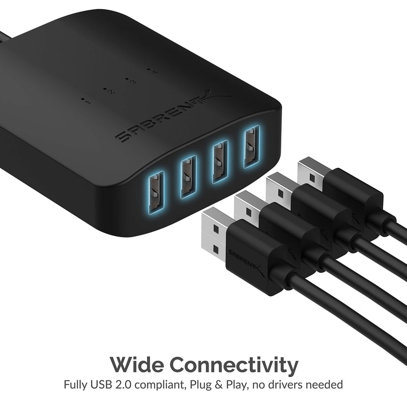  [AUSTRALIA] - SABRENT USB 2.0 Sharing Switch up to 4 Computers and Peripherals LED Device Indicators (USB-USS4) 4-Port Switch