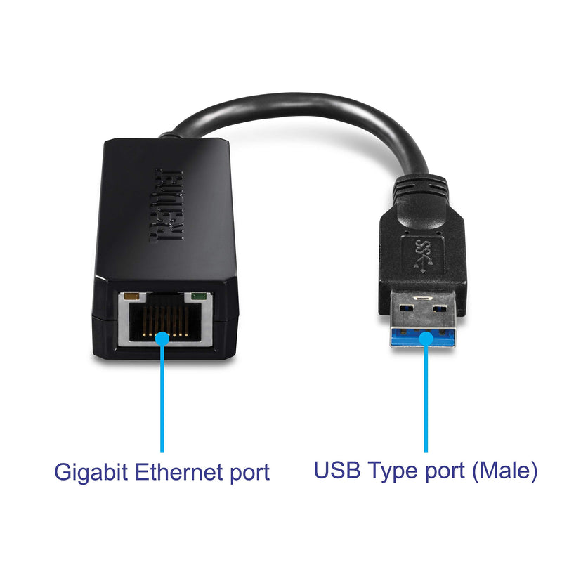  [AUSTRALIA] - TRENDnet USB 3.0 to Gigabit Ethernet Adapter, Full Duplex 2Gbps Ethernet Speeds, Up to 1Gbps, USB to Gigabit Ethernet Adapter, USB-A, Windows Compatible, USB Powered, Black, TU3-ETG