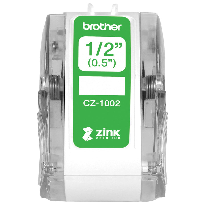 Brother Genuine CZ-1002 Continuous Length ½” (0.5”) 12mm Wide x 16.4 ft. (5 m) Long Label roll Featuring Zink Zero Ink Technology - LeoForward Australia