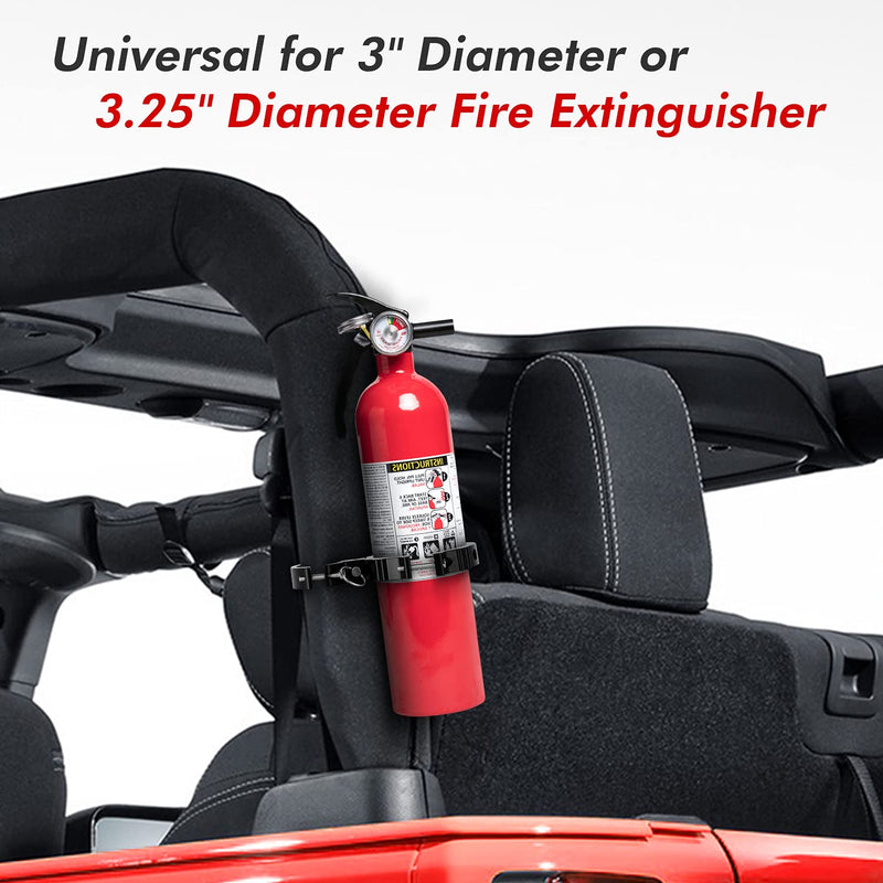  [AUSTRALIA] - EBESTauto Compatible for Adjustable Jeep Fire Extinguisher Bracket Fit for 3 Inch or 3.25 Inch Fire Extinguisher Bottle Bracket fit for UTV with 1.75''-2'' Round,2 PCS 2PCS Fire Extinguisher Mount
