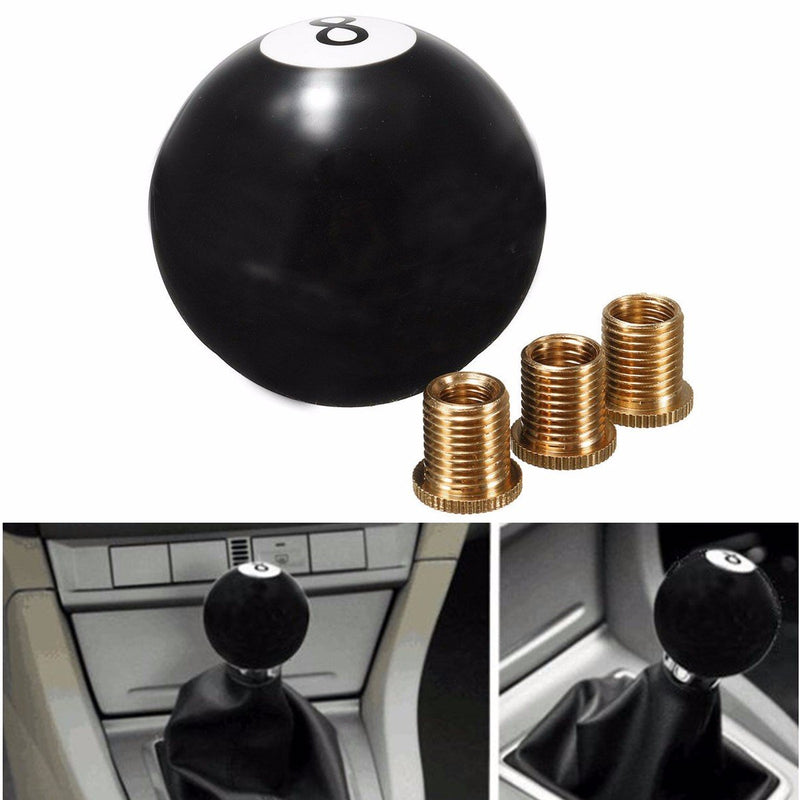  [AUSTRALIA] - AllureEyes Acrylic Ball Balck 8 Ball Billiard Round Gear Shift Knob Shifter with 4 Adapters Manual Stick Shift Knob Universal for Most Vehicles
